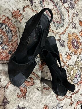 Pedro Garcia Black Suede Crisscross Slingback Heels